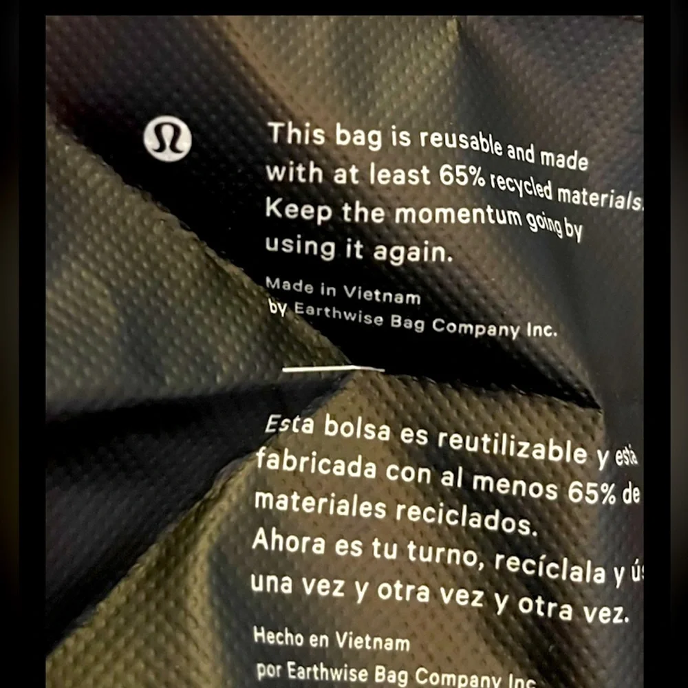 Lululemon New Shopping Lunch Gym Tote Bag Run Yoga Gym Swim Beach Skate Black